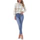 thumbnail image 2 of INSPIRAR CHIC Blusas de Trabajo para Mujeres con Cuadros y Lazo en el Cuello de Manga Larga M Blanco Amarillo Verde, 2 of 6