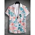thumbnail image 5 of Conjunto de vacaciones de playa hawaiana con estampado tropical de verano 2024 para hombre, camiseta de manga corta con estampado de plantas y árboles de coco, camisa de tela elástica en 4 direcciones, 5 of 5