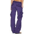 thumbnail image 3 of QUINDOS Wide Leg Cargo Pants for Women with Pockets Purple Low Waisted Long Women's Pants Athletic Straight Fit Jogger Pants, 3 of 6