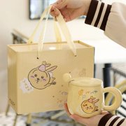 Chiikawa Gift Kawaii Hachiware Usagi Ceramic Cup with Lid Spoon Cute Cartoon Mug Birthday Gift Cup