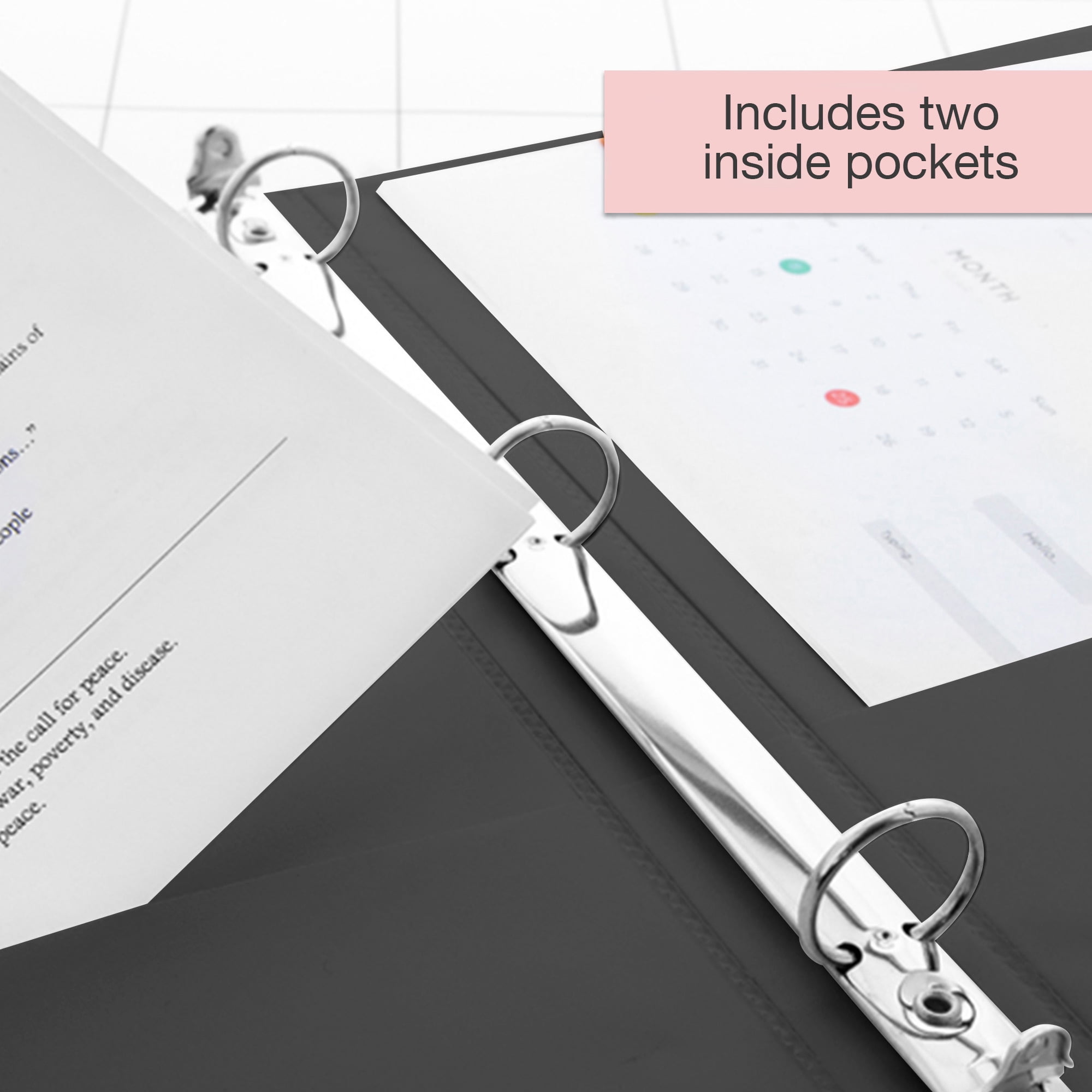 BAZIC 3 Ring Binder 1.5" Economy View Binders Black, Hold 280 Sheets, 2-Count