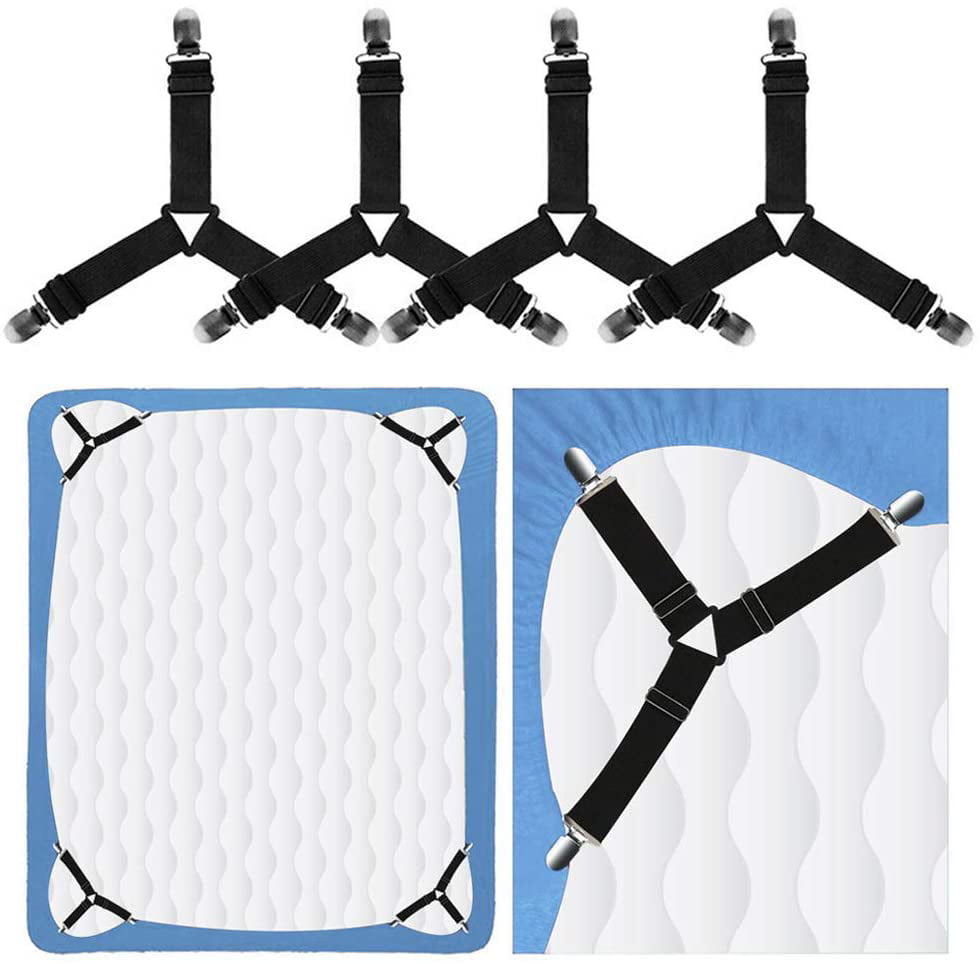 4PCS Bed Mattress Sheet Clips Holders Fasteners Grippers Straps Suspender Fitted 