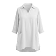 thumbnail image 3 of Bixock Women's Maternity Tops Long Sleeve Shirts V Neck Cotton Linen Loose Pregnant Casual Blouse with Pockets Soft Breathable Daily Wear Maternity Clothings, 3 of 7