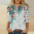 thumbnail image 2 of BangWanChi 3/4 Length Sleeve Womens Tops Women 3/4Sleeves Casual Shirts Pullover Loose Tunic Tops Print Blouse, 2 of 5