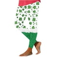 thumbnail image 5 of lcziwo Prime Sales Clearance, St Patricks Day Running Leggings for Women Casual High Waisted Tummy Control Yoga Pants Novelty Shamrock Clover Print Soft Stretchy Tights Green L, 5 of 8