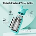 thumbnail image 4 of Hawsaiy 12oz Kids Water Bottle with Straw, Stainless Steel Insulated Toddler Water Bottle, Leak Proof BPA-Free Small Water Bottle for School Boys Girls, Green, 4 of 8
