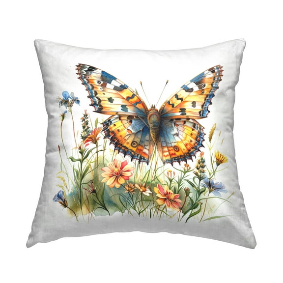 Stupell Industries Summer Garden & Butterfly Decorative Printed Throw Pillow Design by LSR Design Studio.