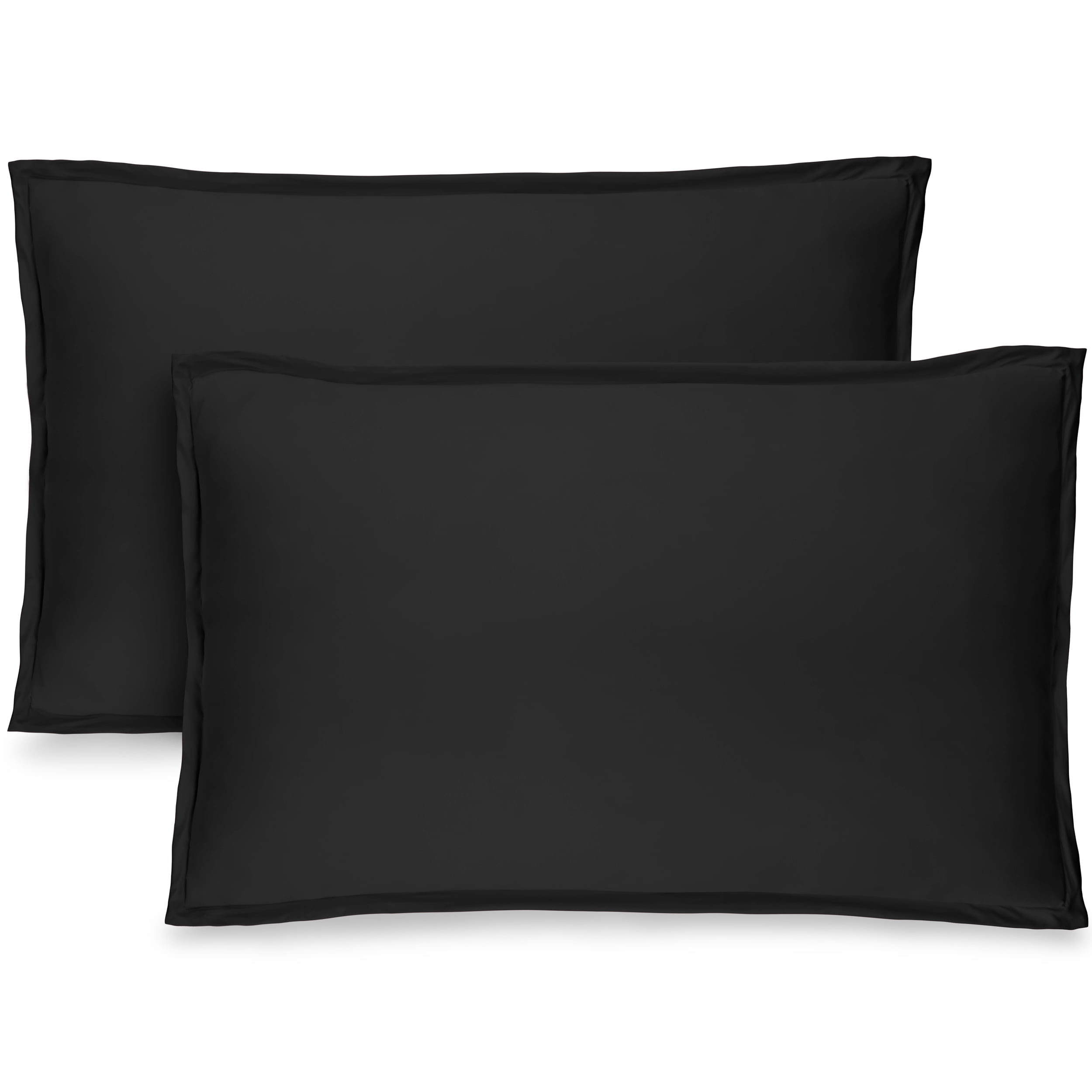 Bare Home Double Brushed Microfiber Pillow Sham Set (Standard, Black