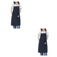 thumbnail image 4 of Bewildely Delantal de cocina, vestido de trabajo sencillo, ropa de trabajo para el hogar para mujer, ropa para el hogar con bolsillo para el Negro 2piezas, 4 of 6