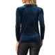 thumbnail image 3 of Blusa de terciopelo elástica de manga larga y cuello redondo casual para mujeres Inspire Chic XL azul oscuro, 3 of 6