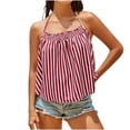 thumbnail image 3 of BiZtdJrK Womens Striped Halter Tank Tops Sleeveless Shirts Backless Camisole Summer Casual Vacation Tanks Wine XXL, 3 of 5