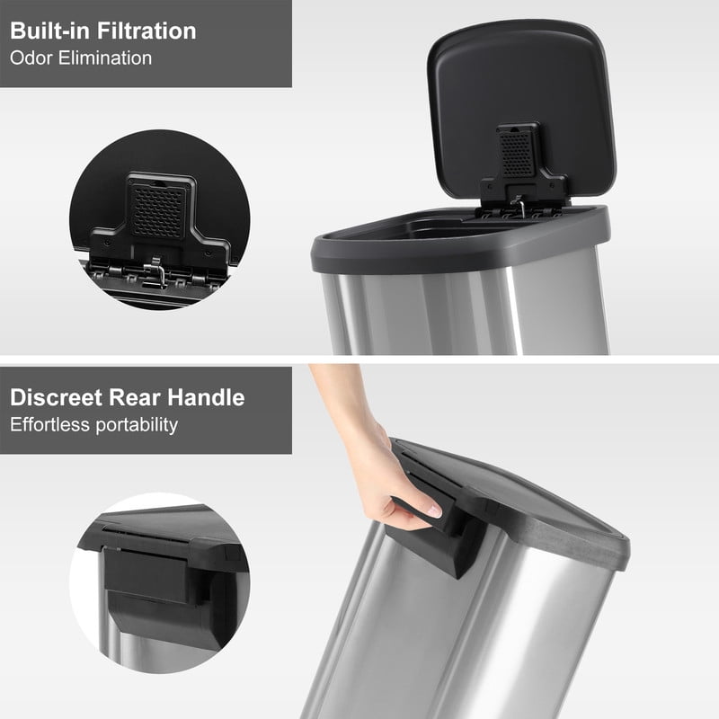 Gianna 21 Gallon/80 Liter Kitchen Trash Can with Lid, Stainless Steel Garbage Can with Soft-Close Lid & Foot Pedal, Large Step-on Waste Bins Trash and Recycle Bin Combo for Home Office