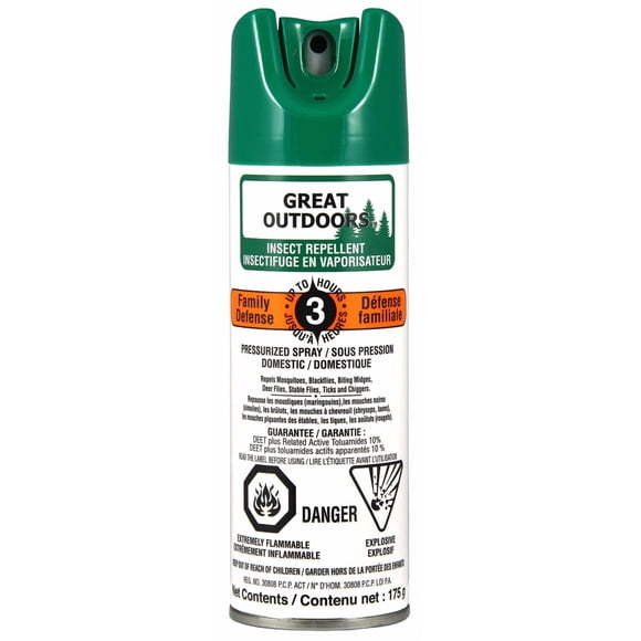 Great Outdoors Insectifugre sous pression 10% deet Famile