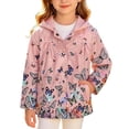 thumbnail image 4 of ZACPNCV Girls Cartoon Print Hooded Trench Coat Kids Single Breasted Front Windproof Coat with Pockets Lightweight Long Sleeve Fall Jacket 1-9 Years,F-Multicolor, 4 of 9