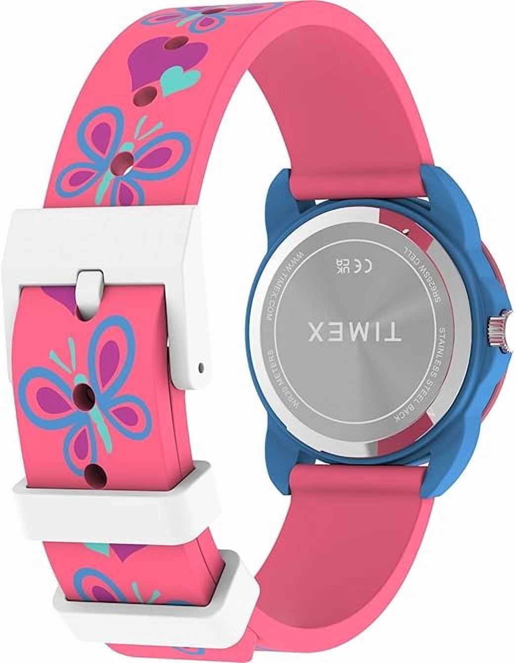 Timex Youth Kids Time Teacher 30mm Watch - Pink Strap White Dial Blue Case