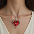 thumbnail image 6 of Alloy Gothic Necklace Stylish Red Heart And Thorn Necklace Perfect For Daily Wear Or Special Occasions, 6 of 8