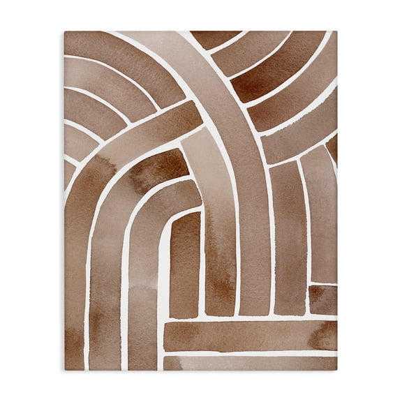 Stupell Industries Eclectic Abstract Rounded Stripes Lines Brown Watercolor Design Canvas Art, 24 x 30, by Grace Popp
