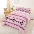 thumbnail image 3 of Castle Fairy Vintage Aztec King Size Comforter Sets 3pcs,Tribal Geometric Motif Comforters King Size,Black Light Pink,Reversible,1 Comforter and 2 Pillowcases, 3 of 6
