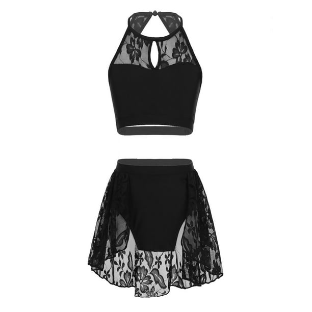 Aislor Kids Girls Two Piece Ballet Dance Performance Outfits Sleeveless