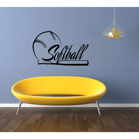 Stickalz Llc Softball Ball And Bat Wall Art Sticker Decal Stickalz Llc Softball Ball And Bat Wall Art Sticker Decal