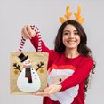 thumbnail image 1 of Bolsa Navideña de Yute con decoración Cosida Muñeco de Nieve, 1 of 4