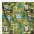thumbnail image 4 of Soimoi Green polyester Crepe Fabric Christmas Tree & Penguin Cartoon Decor Fabric Printed Yard 52 Inch Wide, 4 of 5