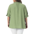thumbnail image 3 of Agnes Orinda Women's Plus Size Textured Top Ruffled Trim Notch V Neck Puff Sleeves Summer Blouse 3X /, 3 of 6