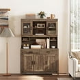 thumbnail image 2 of Costway Kitchen Pantry Cabinet with Microwave Countertop Double Glass Doors 2 Drawers, 2 of 10