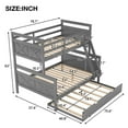 thumbnail image 3 of Bellemave Twin Over Full Bunk Bed with Trundle, Solid Wood Bunk Bed Frame with Ladder and Safety Guardrail, for Teens Adults (Grey), 3 of 12