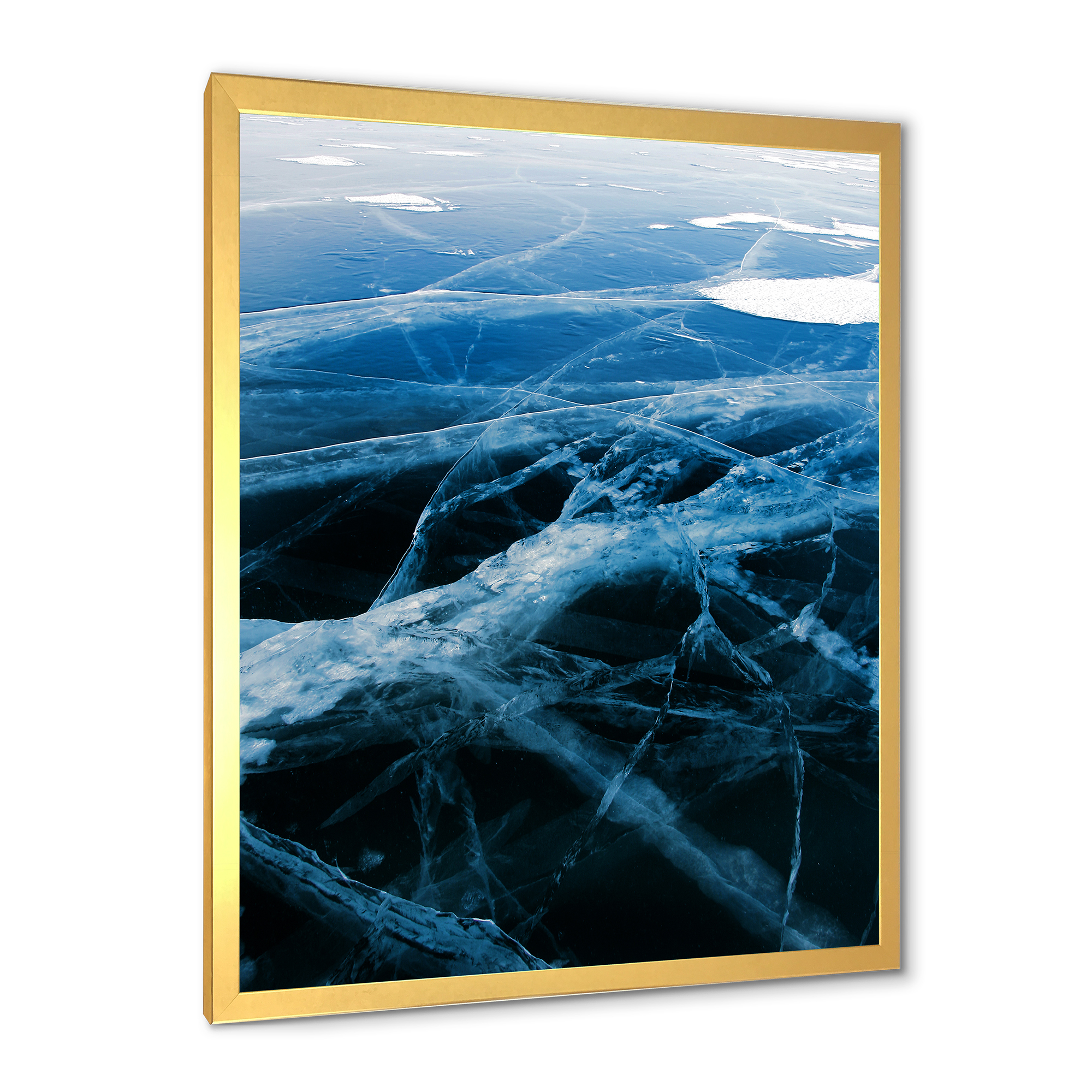 Designart 'White and Blue Ice Structure II' Modern Framed Art Print