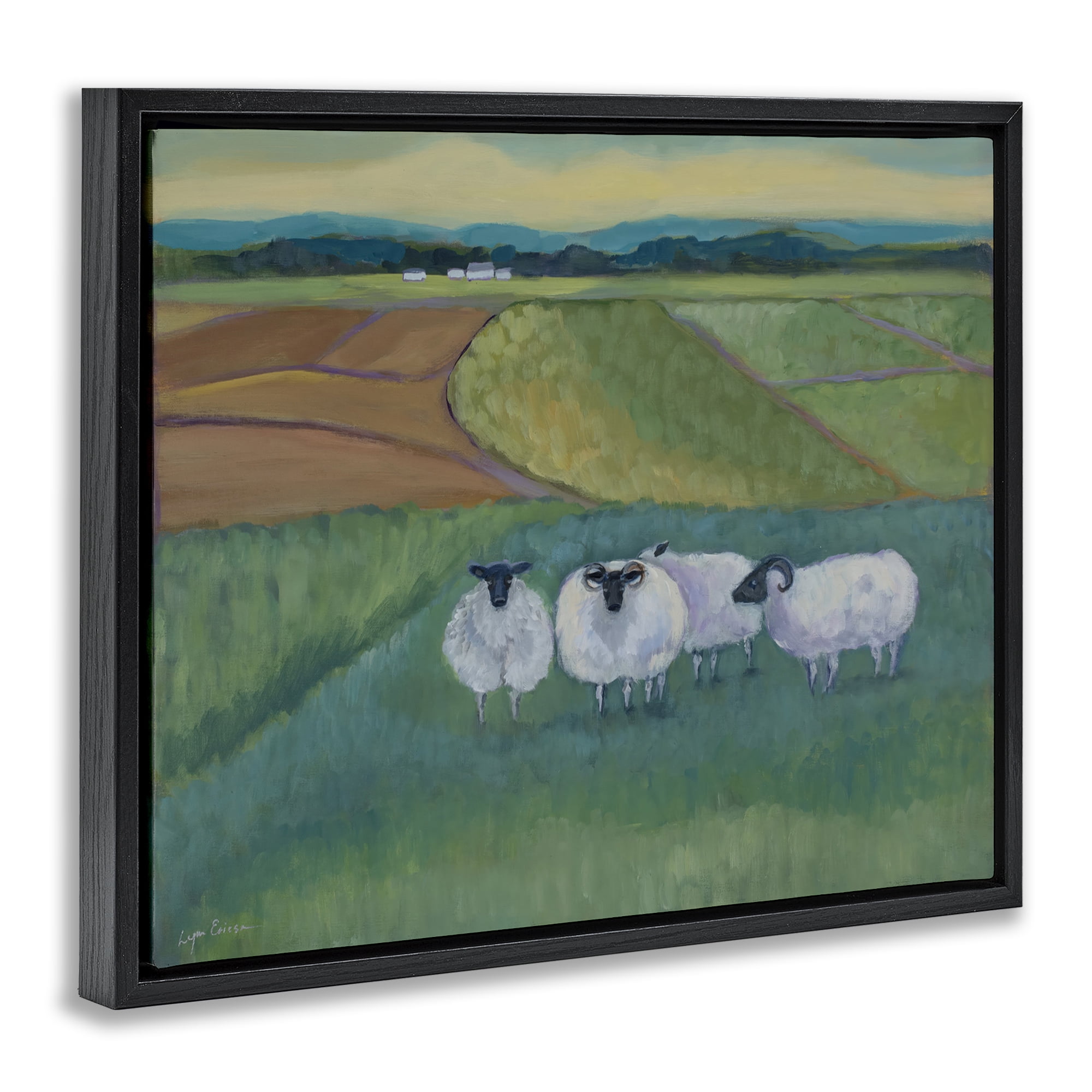 Stupell Industries Sheep Herd Meetup Black Framed Floater Canvas Wall Art, design by Lynn Ericson Fine Art