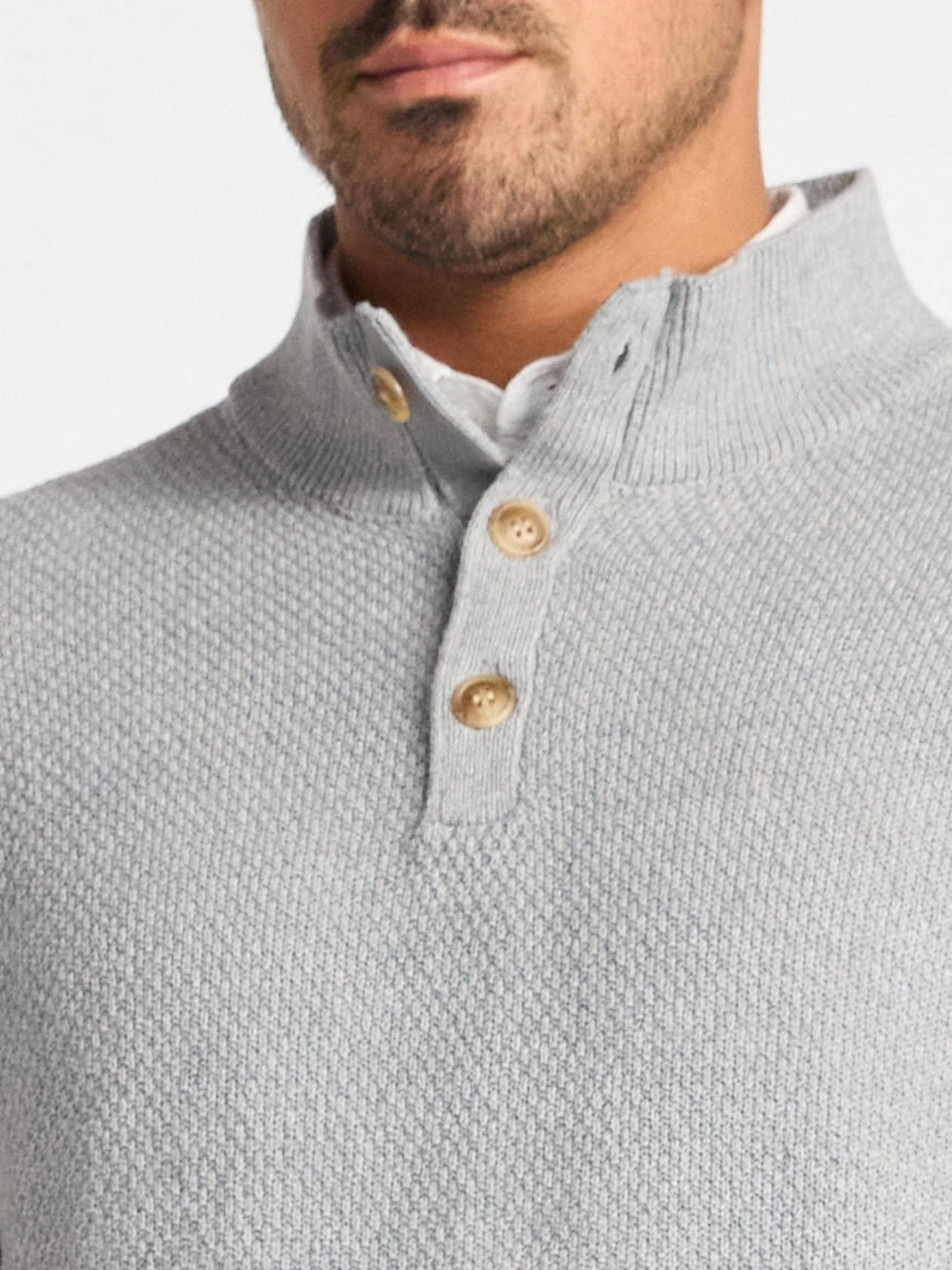 George Men's & Big Men's Button Mock Neck Sweater with Long Sleeves, Midweight, Sizes S-3XL
