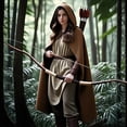 thumbnail image 2 of MYATED Renaissance Cloak with Hood for Women Medieval Vintage Hooded Cape Halloween Cosplay Costume,Brown, 2 of 6