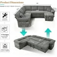 thumbnail image 2 of TiramisuBest 108" Modular Sectional Sofa, Sectional Couch with Pull Out Couch Bed, Modular Corduroy Sleeper Sofa with Reversible Storage Chaise & Storage Seat for Living Room Bedroom (Light Grey), 2 of 7