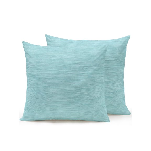 Outdoor Pillows Waterproof, Bluish Green Solid Color Bedding Throw Pillows with Insert for Couch Sofa Bed, Minimalist Vintage Linen Texture 16x16 Inch Pillowcases Decorative Patio Pillow Set of 2