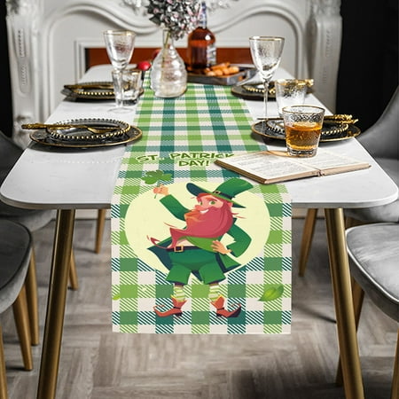 

LnjYIGJ Table Runner Tablecloth St. Patrick s Day Print 13 X 70 Inch For St. Patrick s Day Table Decorations