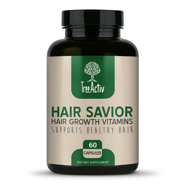 TreeActiv Hair Savior, Biotin + Saw Palmetto Hair Growth Vitamins,  Volumizer & Thickening Supplement, Folate, MSM, B Complex Hair Growth  Pills, 60 Capsules, 30-Day Supply 
