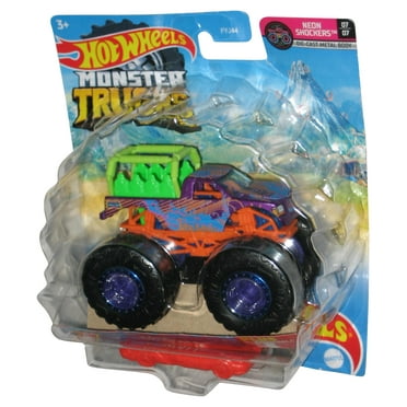 Hot Wheels Monster Trucks Neon Shockers 7/7 (2021) Haul Y'all Toy Truck 58/75 - (Damaged Packaging)