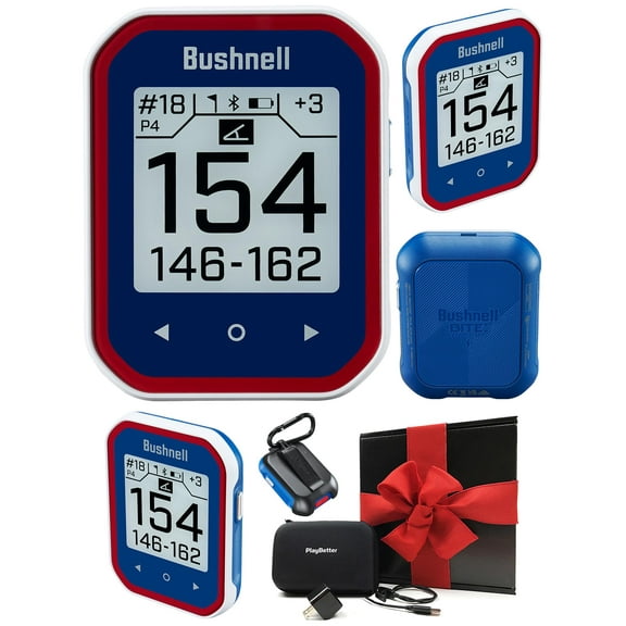 Bushnell Phantom 3 (Blue) Slope Golf GPS Handheld Gift Box Bundle - Touchscreen, Auto Course, Hole Recognition & Auto-Prompt Score Entry with PlayBetter Wall Adapter & Protective Case