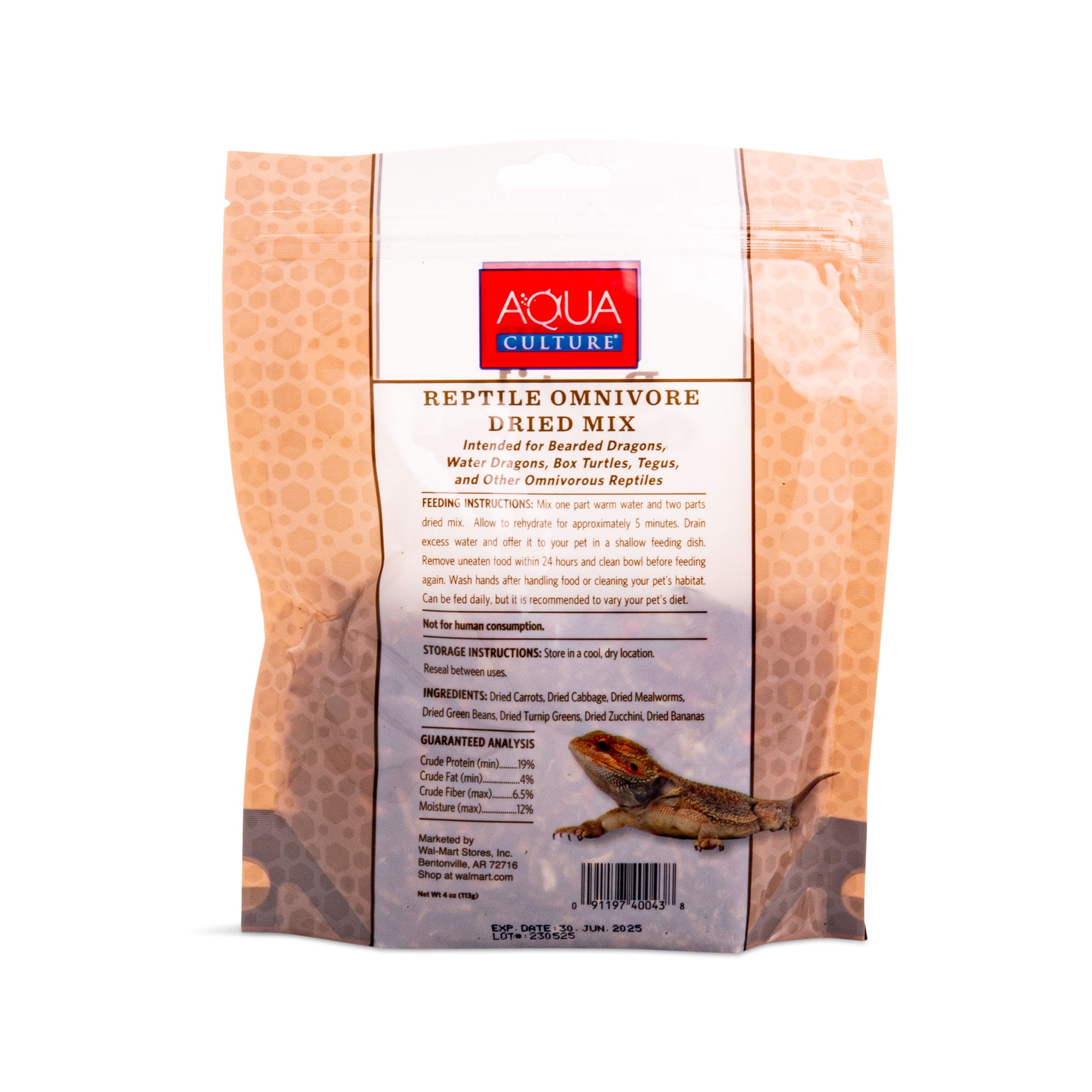 (4 pack) Aqua Culture Reptile Omnivore Dried Mix, 4 oz