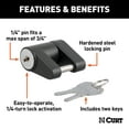 thumbnail image 2 of CURT 23521 Black Trailer Tongue Coupler Lock, 1/4-Inch Pin Diameter, Up to 3/4-Inch Span, 2 of 5