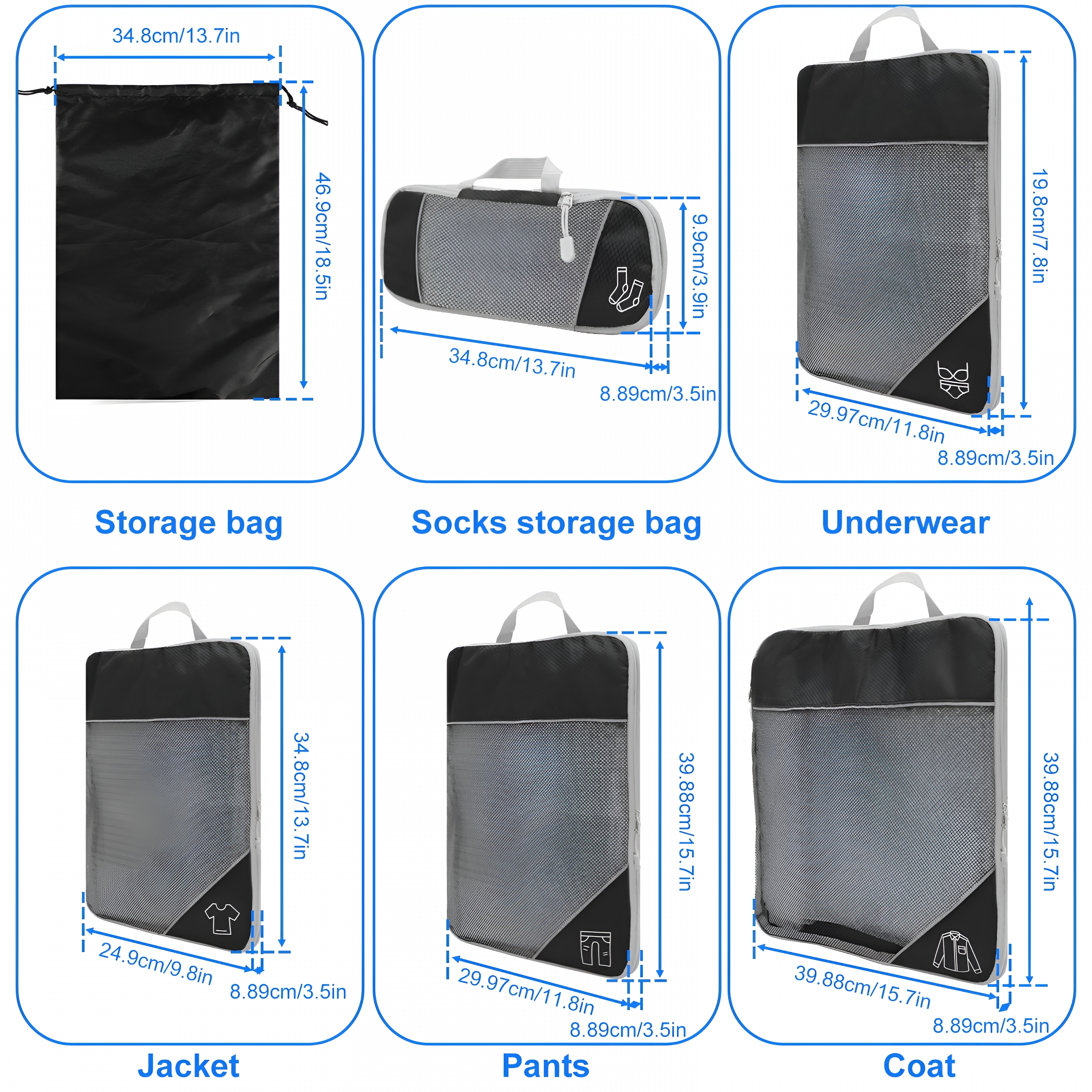 GASTROPOD 2026 New 5Pcs Compression Packing Cubes Lightweight Durable Travel Packing Cubes with Storage Bag Nylon Luggage Suitcase Organizer Bags Space Saving Packing Cubes for Travel Suitcase