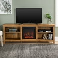Walker Edison 70in. Wood Media TV Stand Console with Fireplace