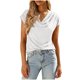 thumbnail image 2 of Tops de Manga Larga de Mujer Casual Draped Cuello de Vaca con Mangas Cortas Y Tejido Elástico Suave, Blusa de Poliéster Relajada para Primavera Verano Diario, 2 of 9