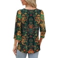 thumbnail image 3 of Yuanlook 3/4 Sleeve Tops for Womens Casual Round Neck Shirts Business Work Blouses Trendy Dressy Tunic Top - Multicolor - S, 3 of 7