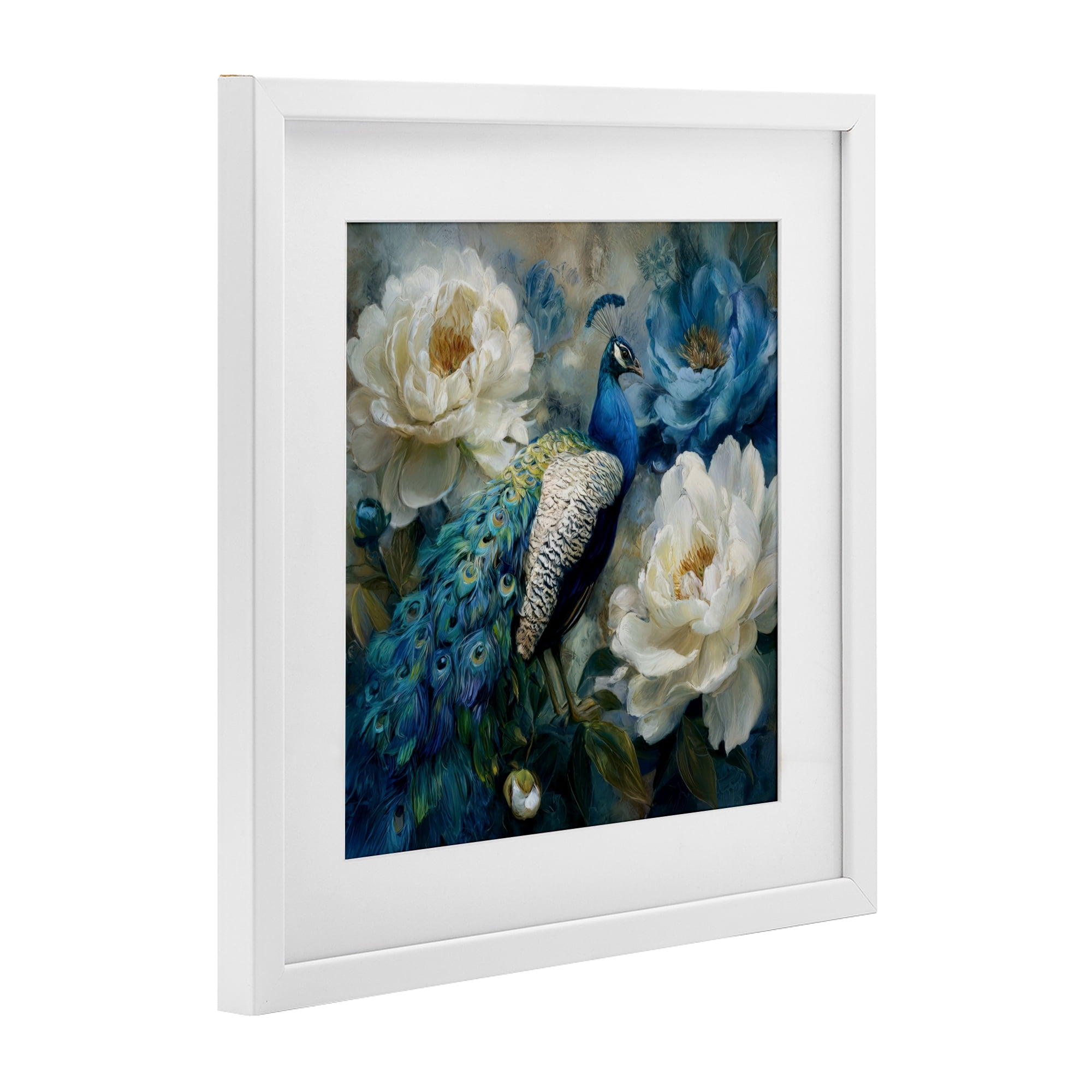 Stupell Industries Pretty Peony Peacock White Framed Print Under Glass, design by Tina LeCour