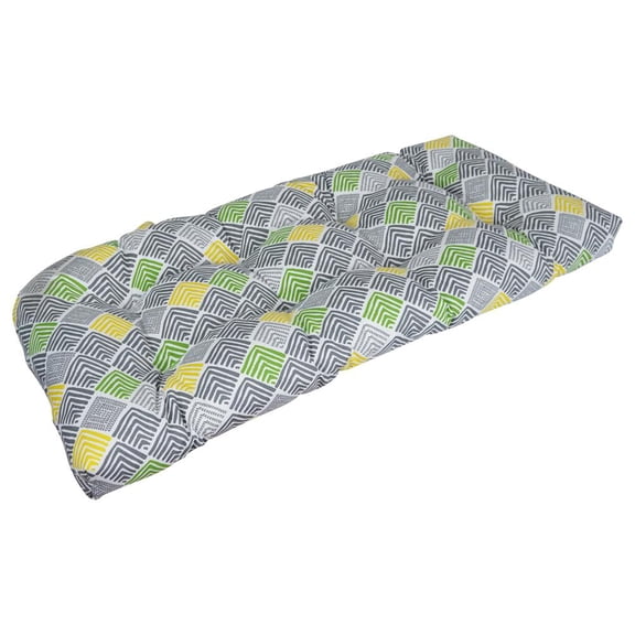 Blazing Needles Rounded Back Tufted Outdoor Loveseat Cushion, 42 x 19, Belk Stone