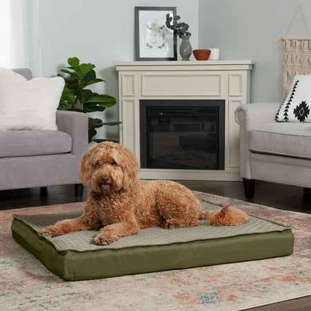 UPC: 0842229127317 | FurHaven Pet Products Quilt-Top Convertible Indoor-Outdoor Deluxe Cooling Gel Deluxe Mat Pet Bed for Dogs & Cats – Dark Sage Jumbo