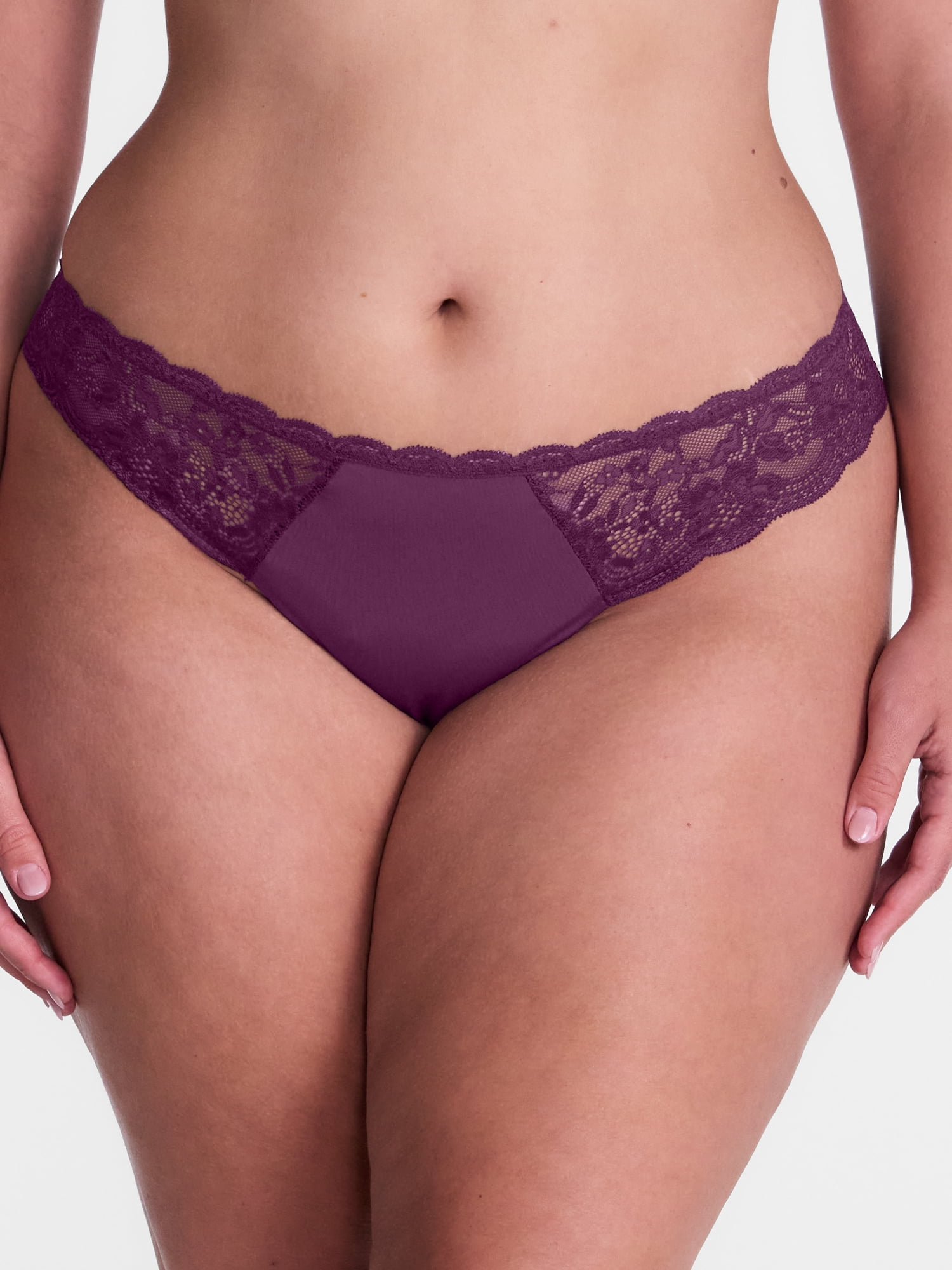 Joyspun Women's Microfiber and Lace Thong Panties, 3-pack, Sizes to 3XL