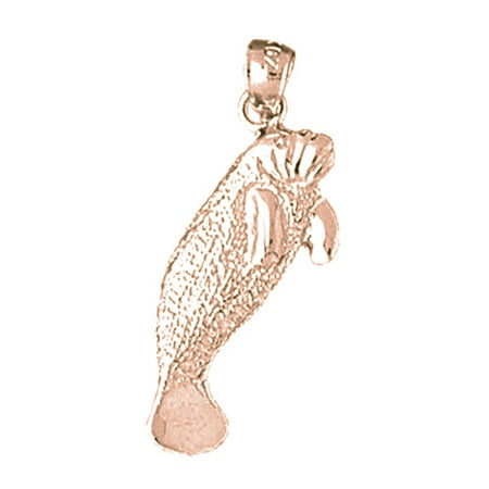 14K Rose Gold Manatee Pendant - 30 mm